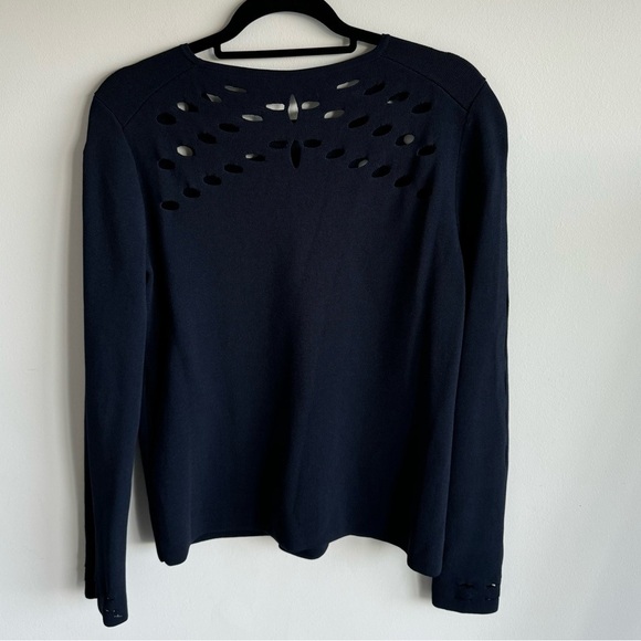 Maje Navy Long Sleeve Crew Neck Stretch Knit Top Blouse Size Medium - Picture 5 of 5